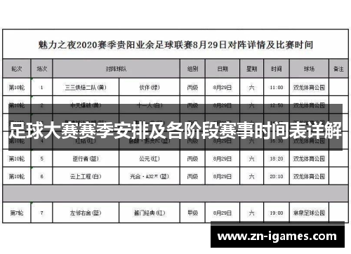 足球大赛赛季安排及各阶段赛事时间表详解